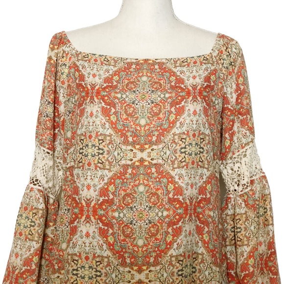 EMMA & MICHELE Boho Orange White Dress Size Small - Picture 6 of 16